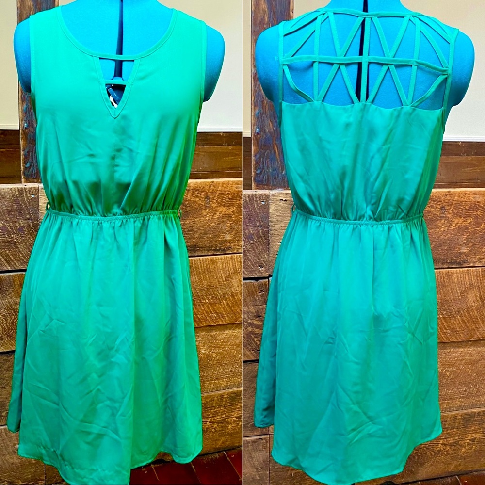 Skies are Blue Lattice Backed Chiffon Dress - Stitch Fix Exclusive